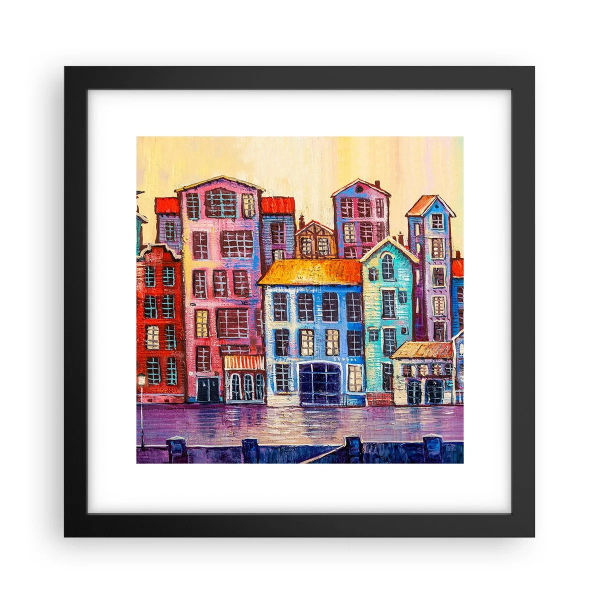 Plakát v černém rámu - Město jako z pohádky - 30x30 cm