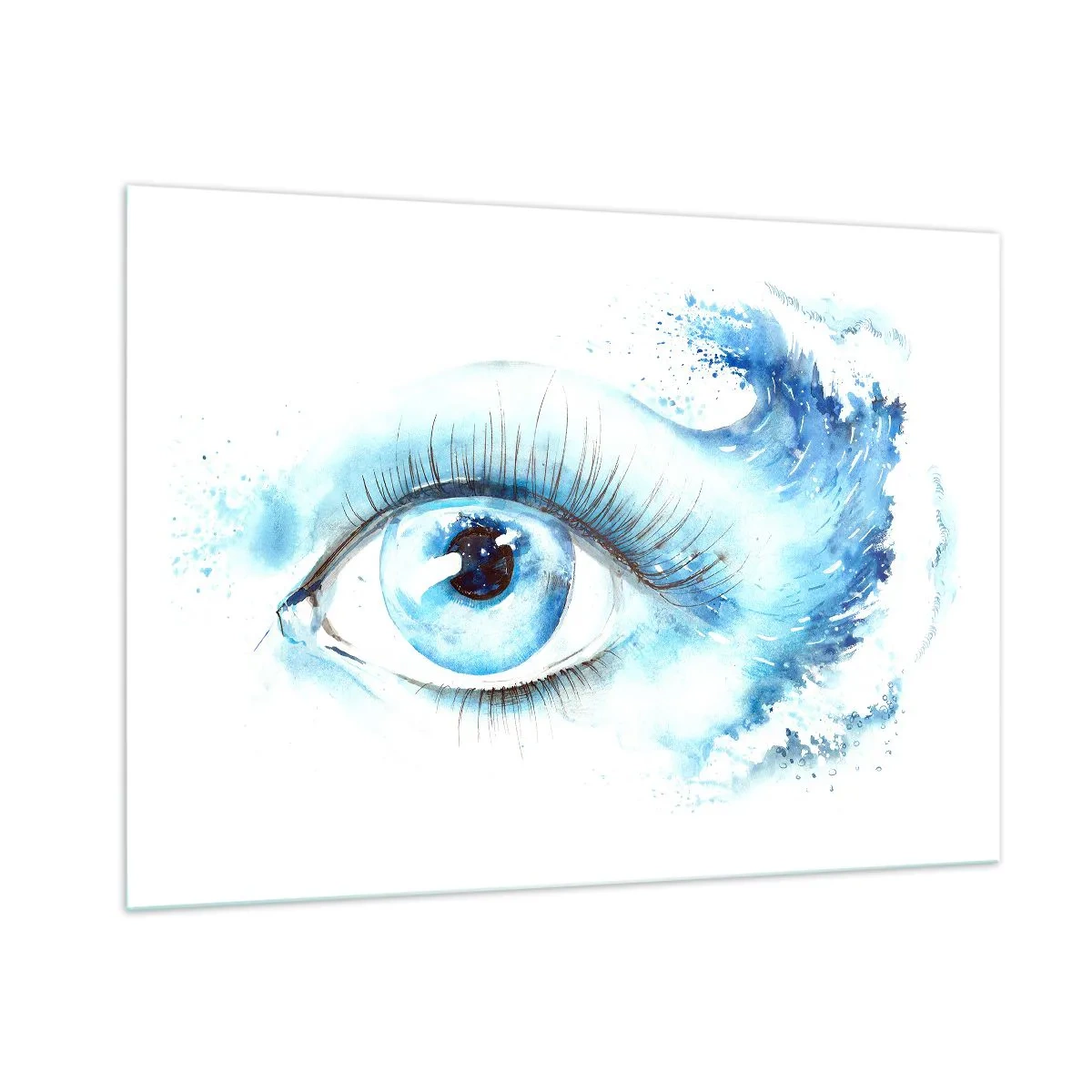 Obraz na skle - Ponořit se do modři pohledu - 100x70 cm