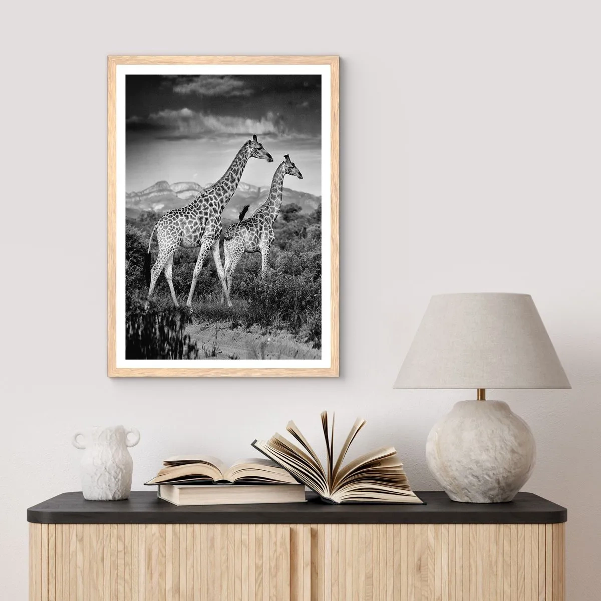 Plakát v rámu světlý dub - Vyšší kruhy v Africe - 50x70 cm