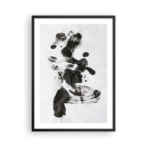 Plakát v černém rámu - Černobílá abstrakce ve stylu expresionismu - 50x70cm - Metoda v šílenství? - Moderní nástěnná dekorace do obývacího pokoje a ložnice ARTTOR