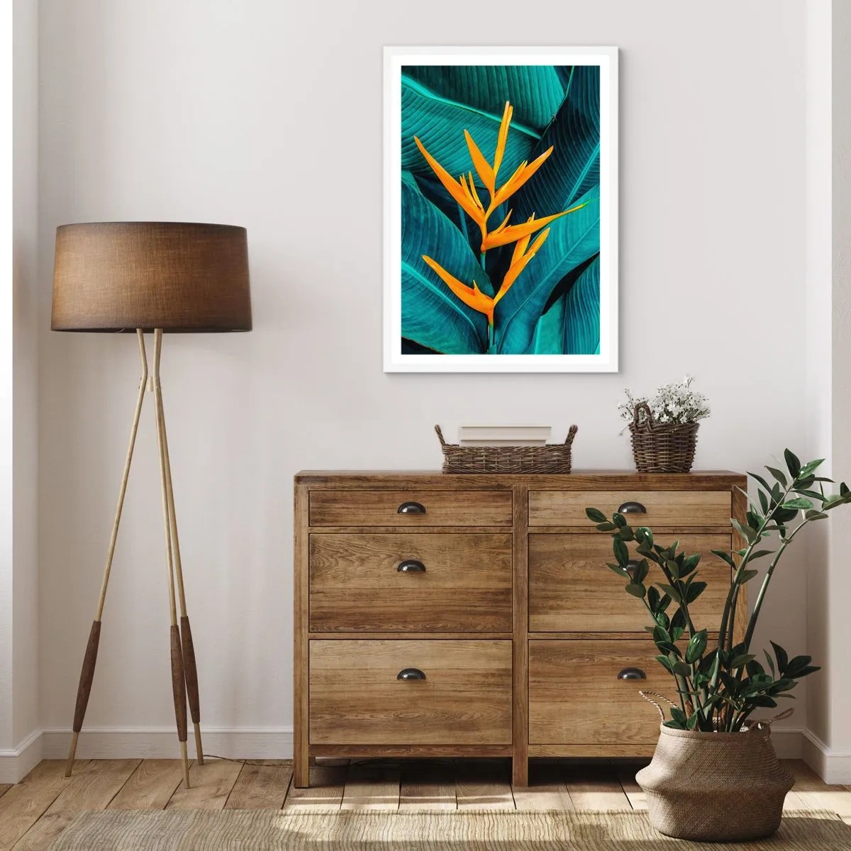 Plakát v bílém rámu - Rajský květ - 70x100 cm