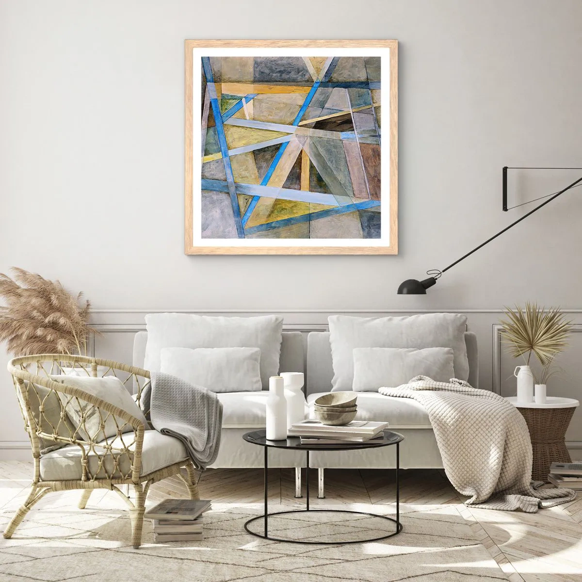 Plakát v rámu světlý dub - Přímo nebo diagonálně? - 30x30 cm