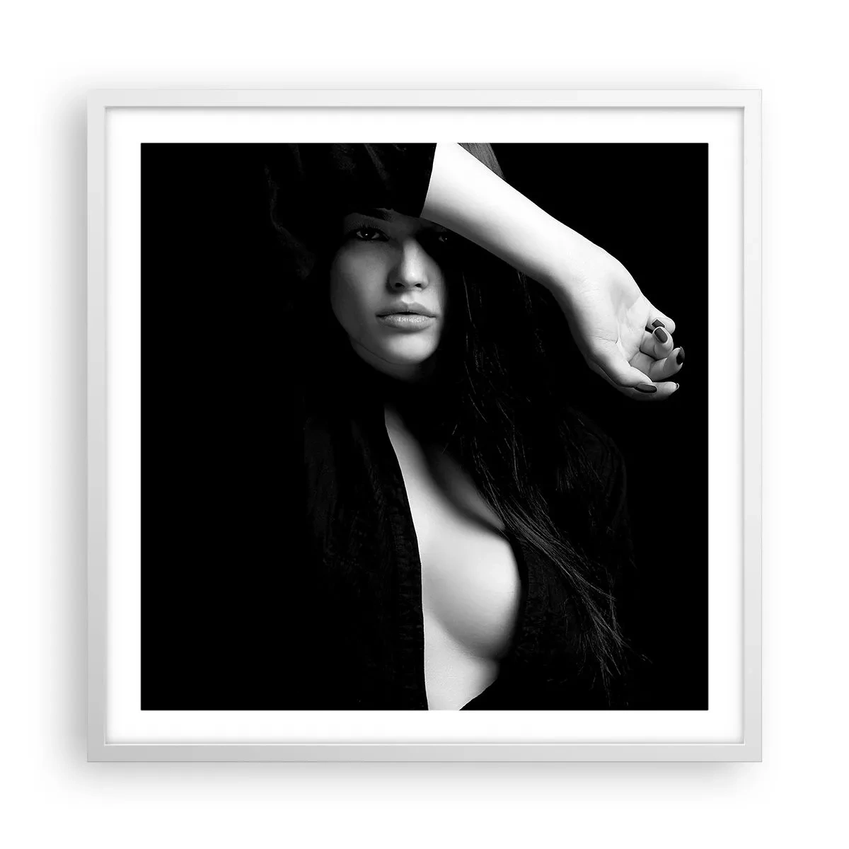 Plakát v bílém rámu - Škola svádění - 60x60 cm