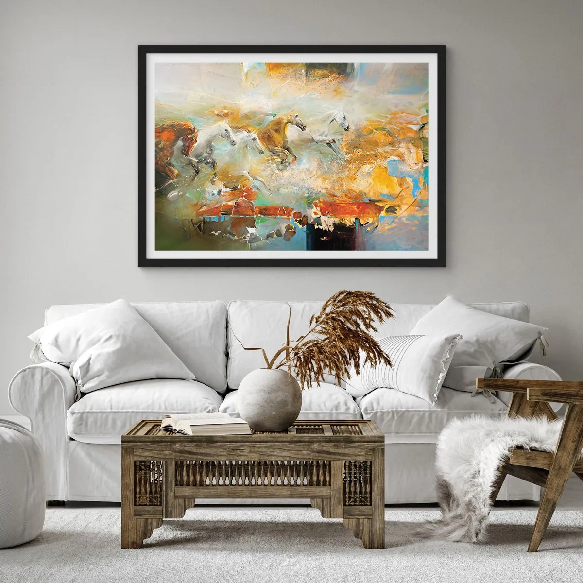 Plakát v černém rámu - Cválá světlem - 100x70 cm