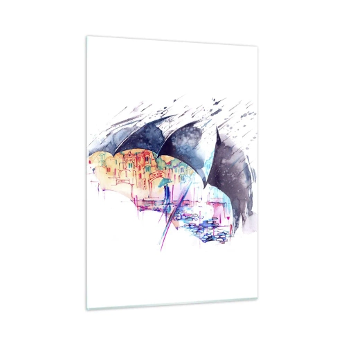 Obraz na skle - Procházka v dešti - 50x70 cm