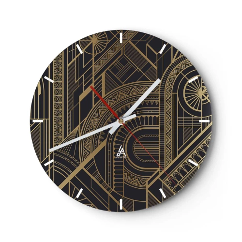Nástěnné hodiny - Abstraktní geometrický vzor ve zlatých barvách - 30x30cm - Koncepty, nápady, plány - Moderní nástěnná dekorace do obývacího pokoje, kuchyně a ložnice ARTTOR