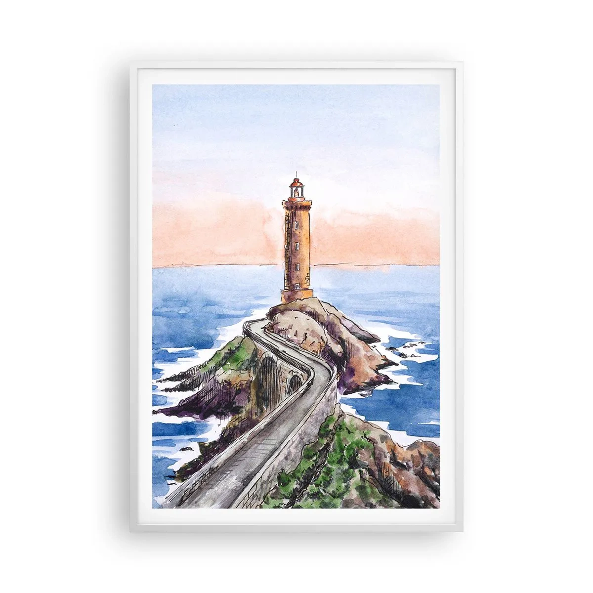 Plakát v bílém rámu - Tváří v tvář moři - 70x100 cm