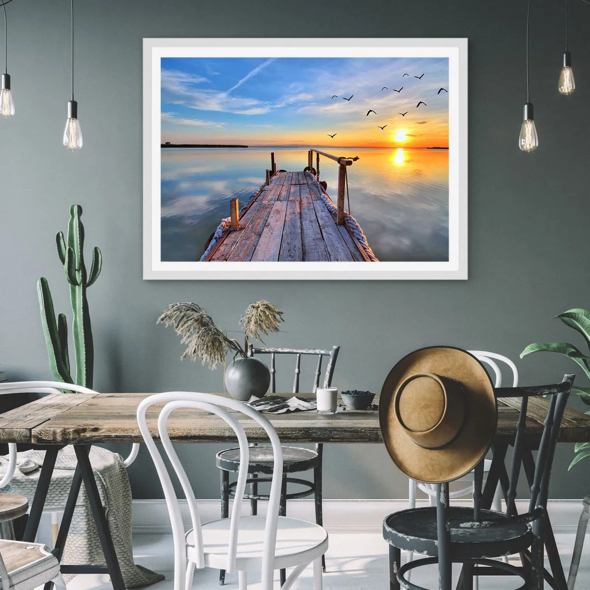 Plakát v bílém rámu - Jít před sebe směrem ke slunci - 70x50 cm