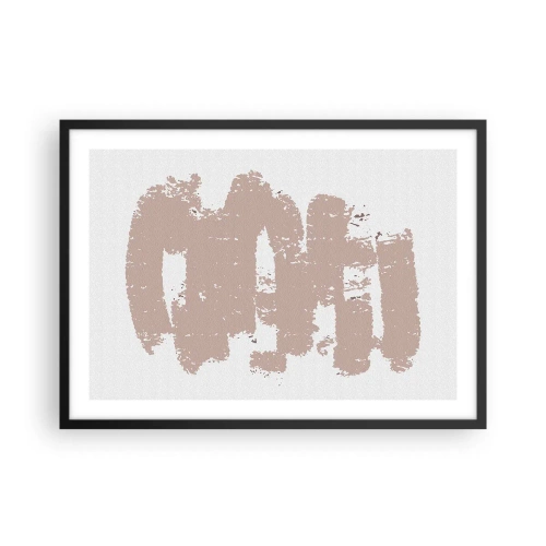 Plakát v černém rámu - Abstrakce v jemné růžové - 70x50 cm