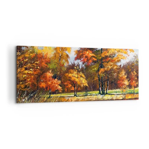 Obraz na plátně - Krajinka ve zlaté a hnědé - 100x40 cm