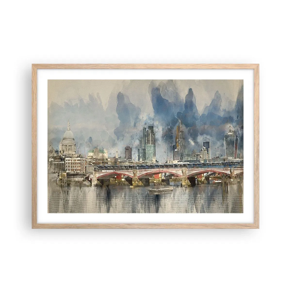 Plakát v rámu světlý dub - Londýn v celé své kráse - 70x50 cm