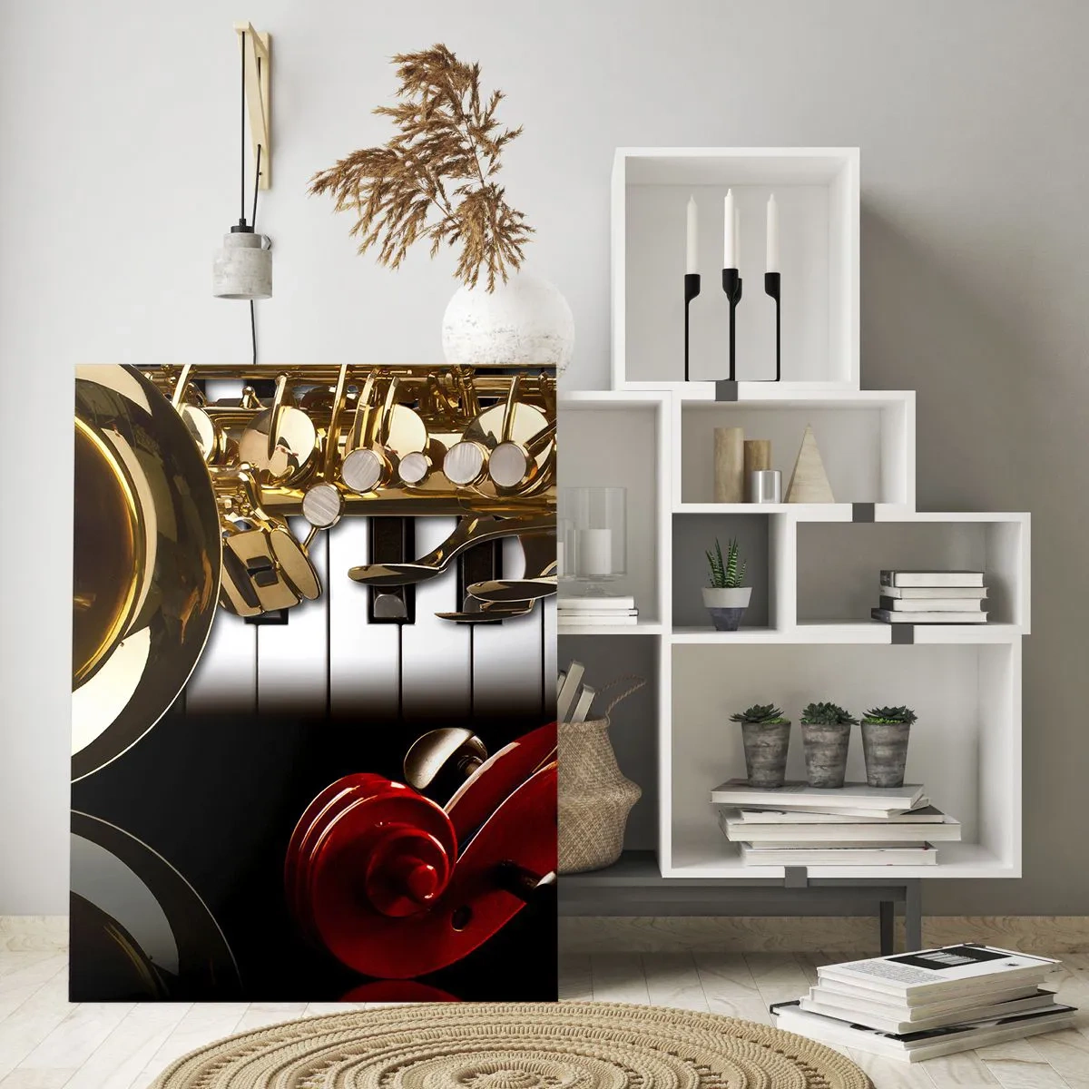 Obraz na skle - Plech, dřevo a slonovinová kost - 70x100 cm