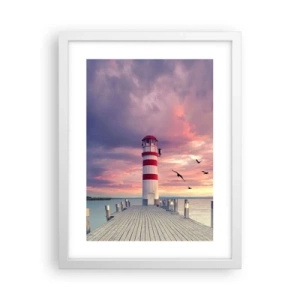 Plakát v bílém rámu - Čas jít do přístavu - 30x40 cm