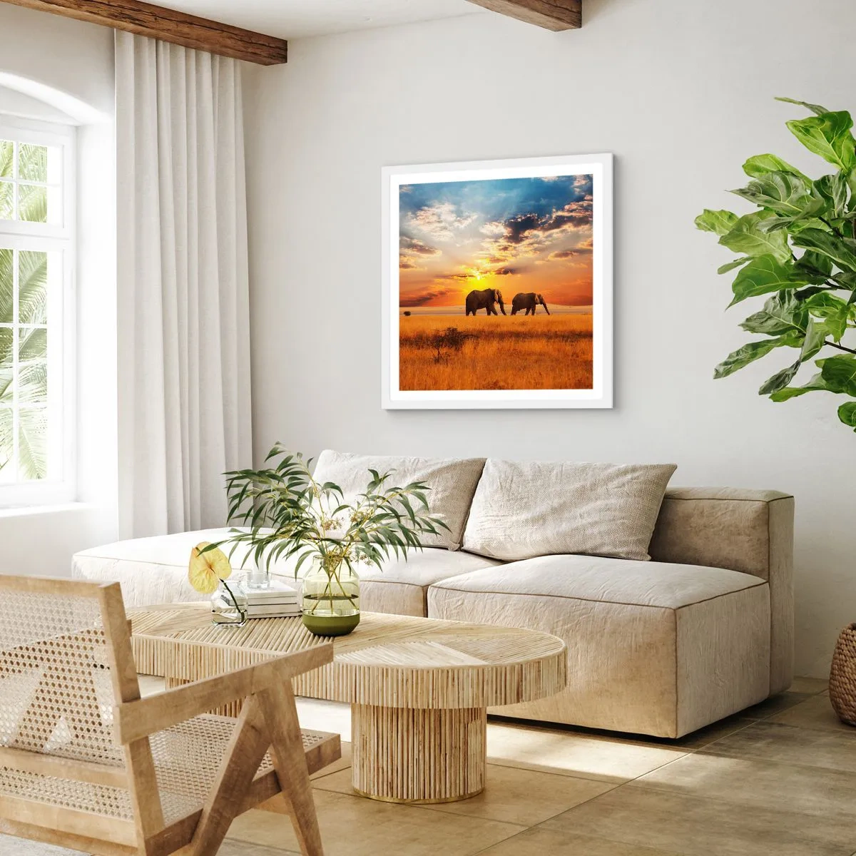 Plakát v bílém rámu - Rodinná procházka - 60x60 cm