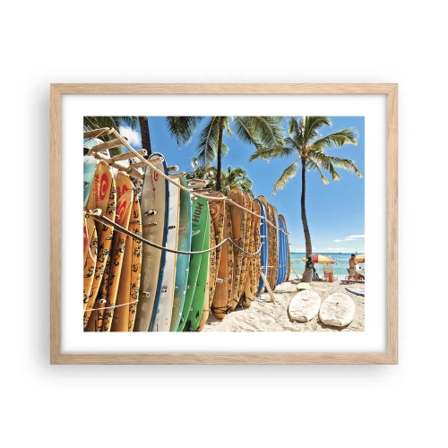 Plakát v rámu světlý dub - Slunečná zábava - 50x40 cm