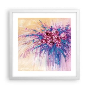 Plakát v bílém rámu - Růžová fontána - 40x40 cm