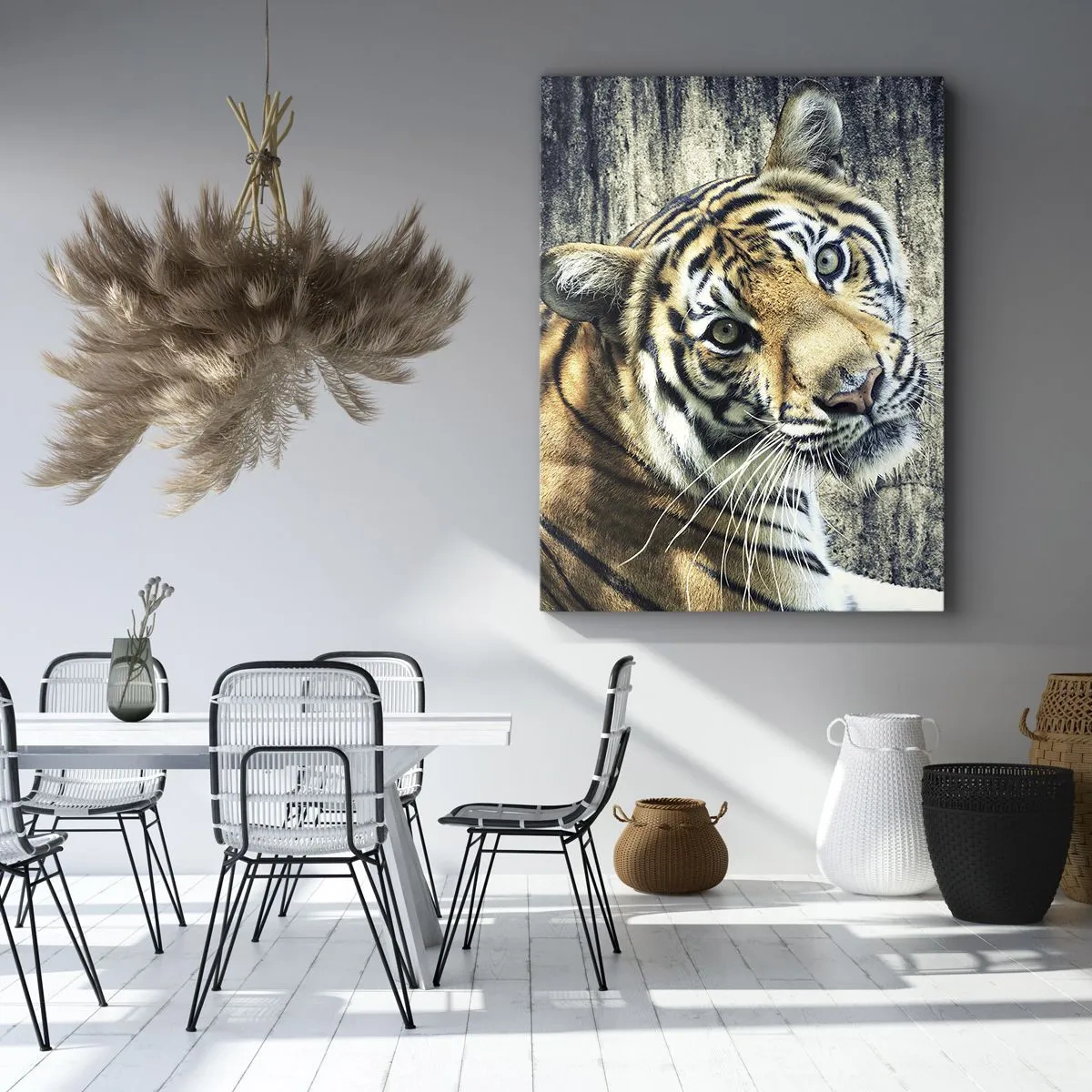 Obraz na plátně - Portrét v pramenech světla - 70x100 cm