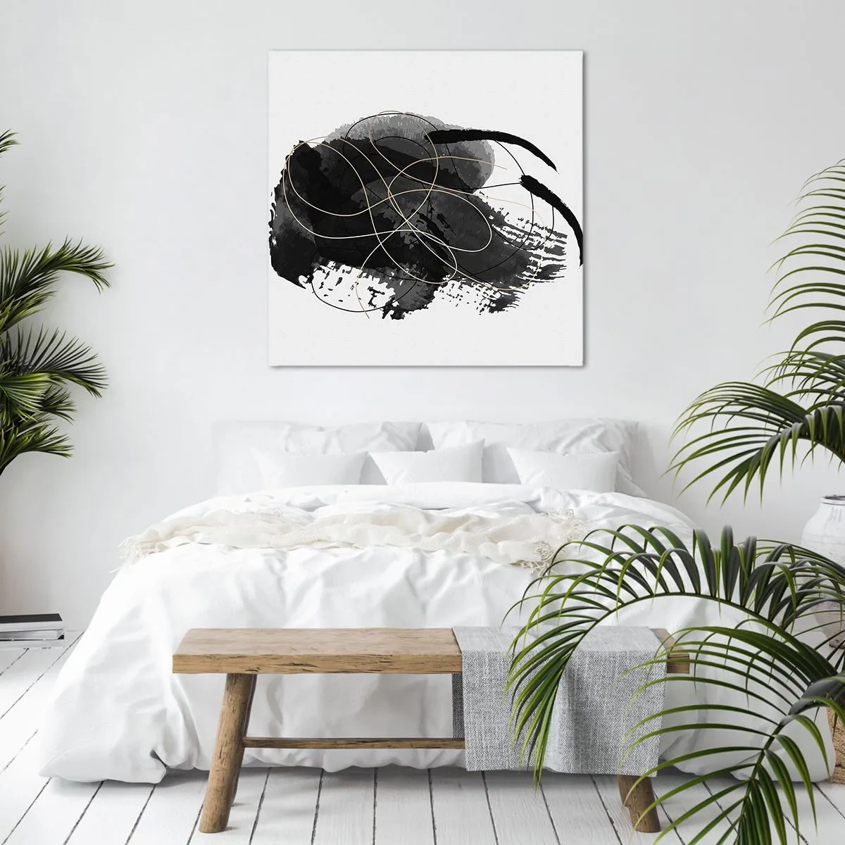 Obraz na plátně - Upletené z černé - 60x60 cm