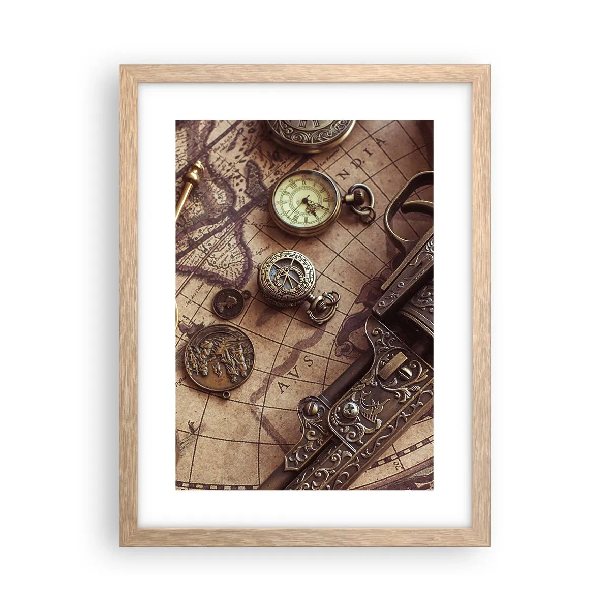 Plakát v rámu světlý dub - Dobrodružství volá - 30x40 cm