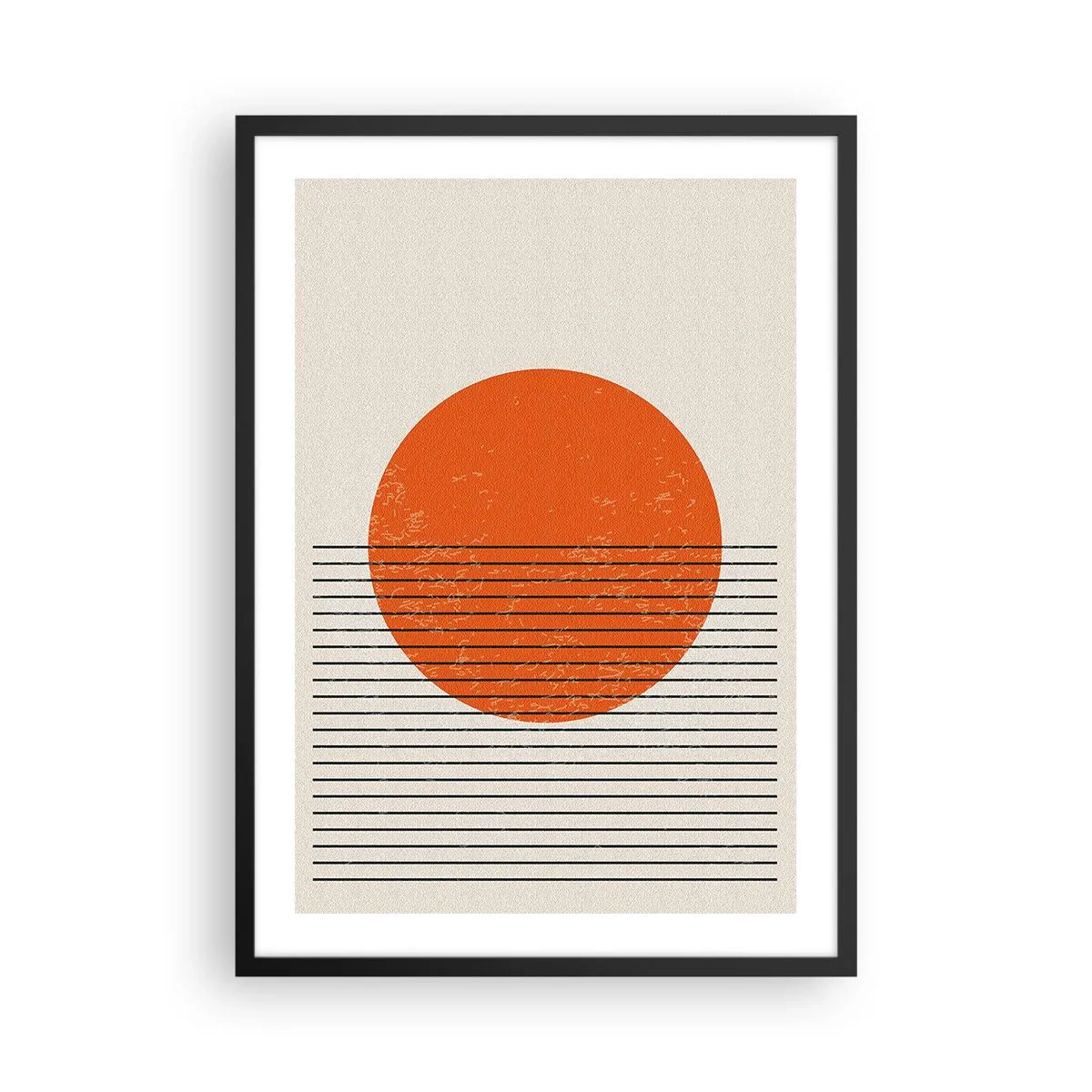 Plakát v černém rámu - Minimalistický západ slunce v geometrické formě - 50x70cm - Vždy slunce - Moderní nástěnná dekorace do obývacího pokoje a ložnice ARTTOR