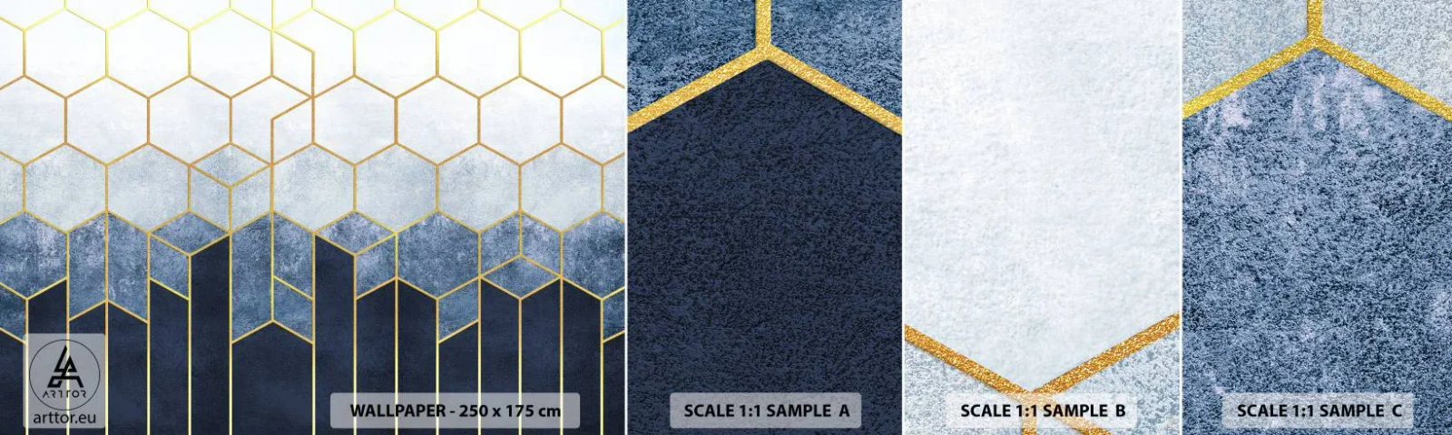 Vzor Fototapety Samolepicí Deluxe Sticker - Kompozice v synkopickém rytmu - Abstrakce, Kus, Šestiúhelník - 100x30 cm