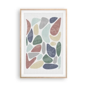 Plakát v rámu světlý dub - Mozaika práškových barev - 61x91 cm