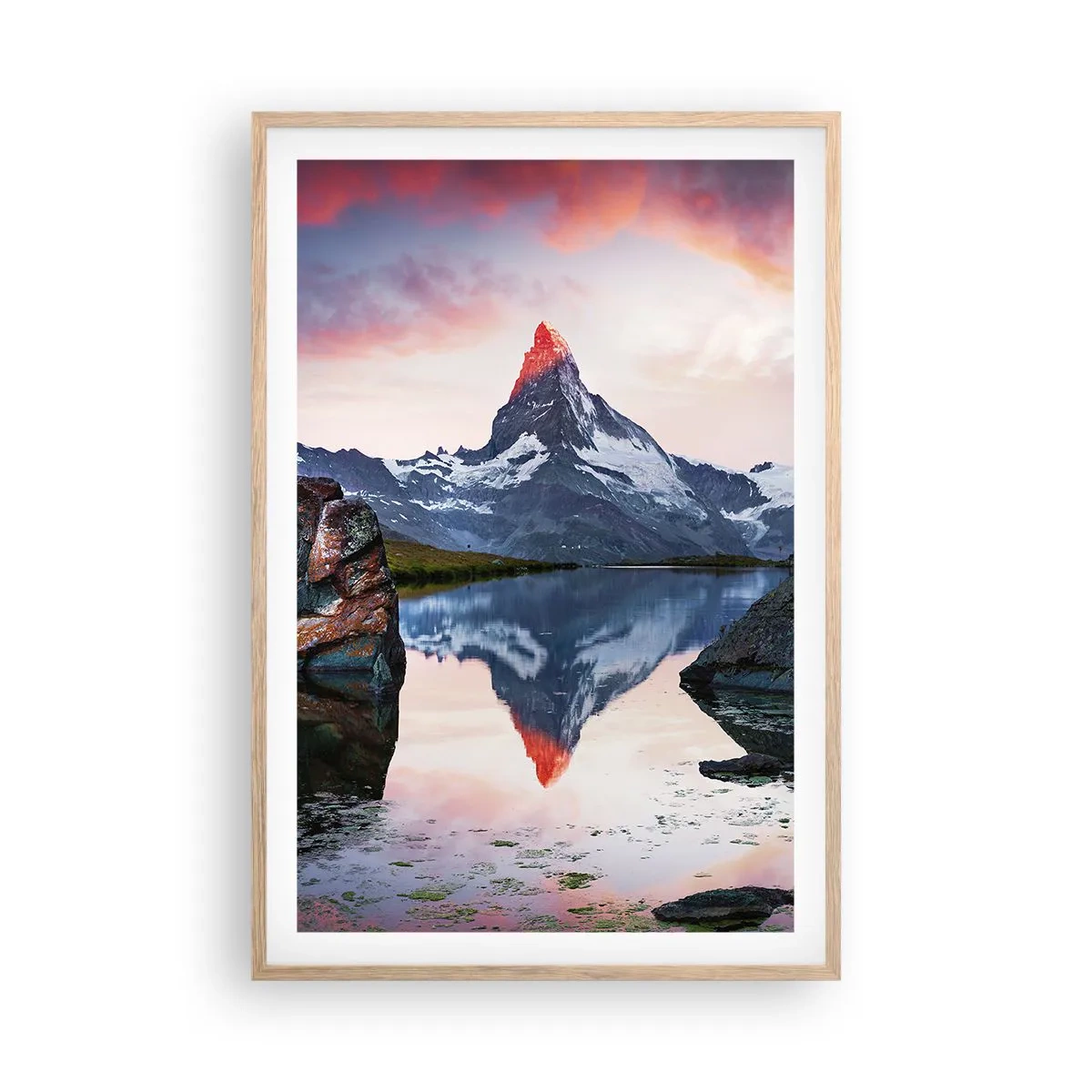 Plakát v rámu světlý dub - Srdce hor je vřelé - 61x91 cm