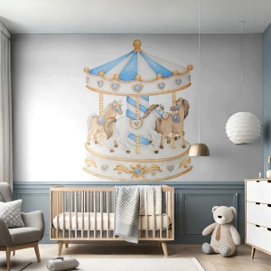 Fototapeta Premium Sand - Sladké dětství - Koně, Kolotoč, Dětské - 150x105 cm