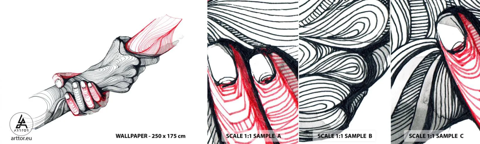 Vzor Fototapety Samolepicí Deluxe Sticker - Jste v dobrých rukou - Abstrakce, Lidé, Ruka - 100x30 cm