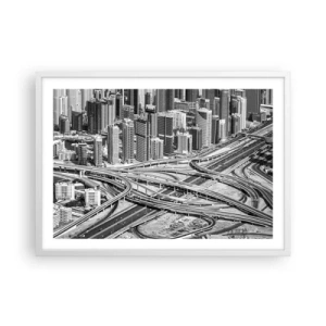 Plakát v bílém rámu - Dubaj – nemožné město - 70x50 cm