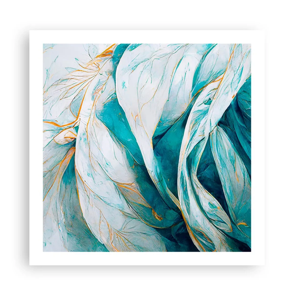 Plakát - Modrá abstrakce se zlatým motivem - 60x60 cm