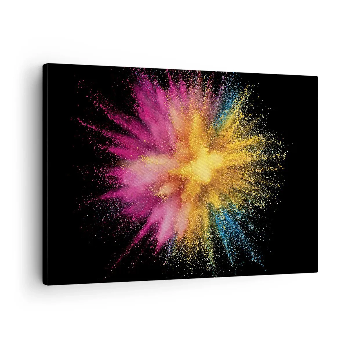 Obraz na plátně - Barevný prášek exploze na černém pozadí - 70x50cm - Zrození barev  - Moderní nástěnná dekorace do obývacího pokoje a ložnice ARTTOR