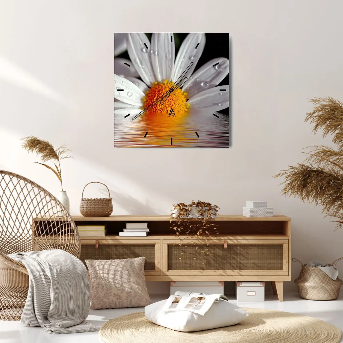 Nástěnné hodiny - Vycházející slunce sedmikrásky - 40x40 cm