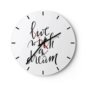 Nástěnné hodiny - Minimalistické písmo v černé barvě na bílém pozadí - 30x30cm - Of course - Moderní nástěnná dekorace do obývacího pokoje, kuchyně a ložnice ARTTOR