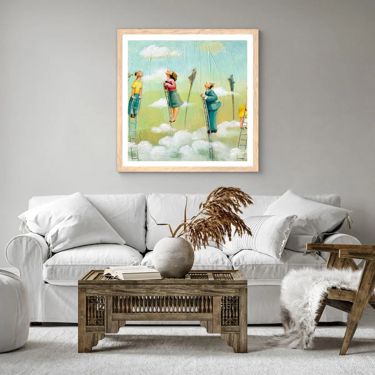 Plakát v rámu světlý dub - Za svým snem - 30x30 cm