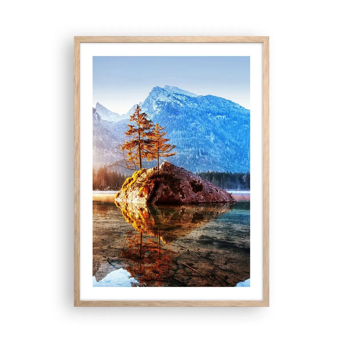 Plakát v rámu světlý dub - Příroda v novém světle - 50x70 cm