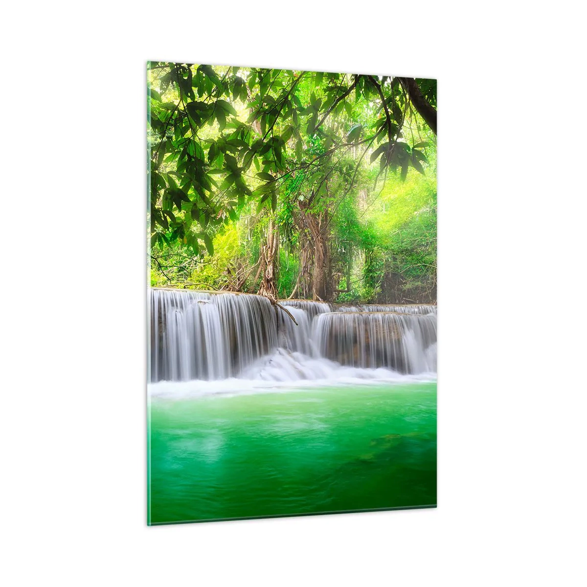 Obraz na skle - Vodopád v zeleni - 50x70 cm