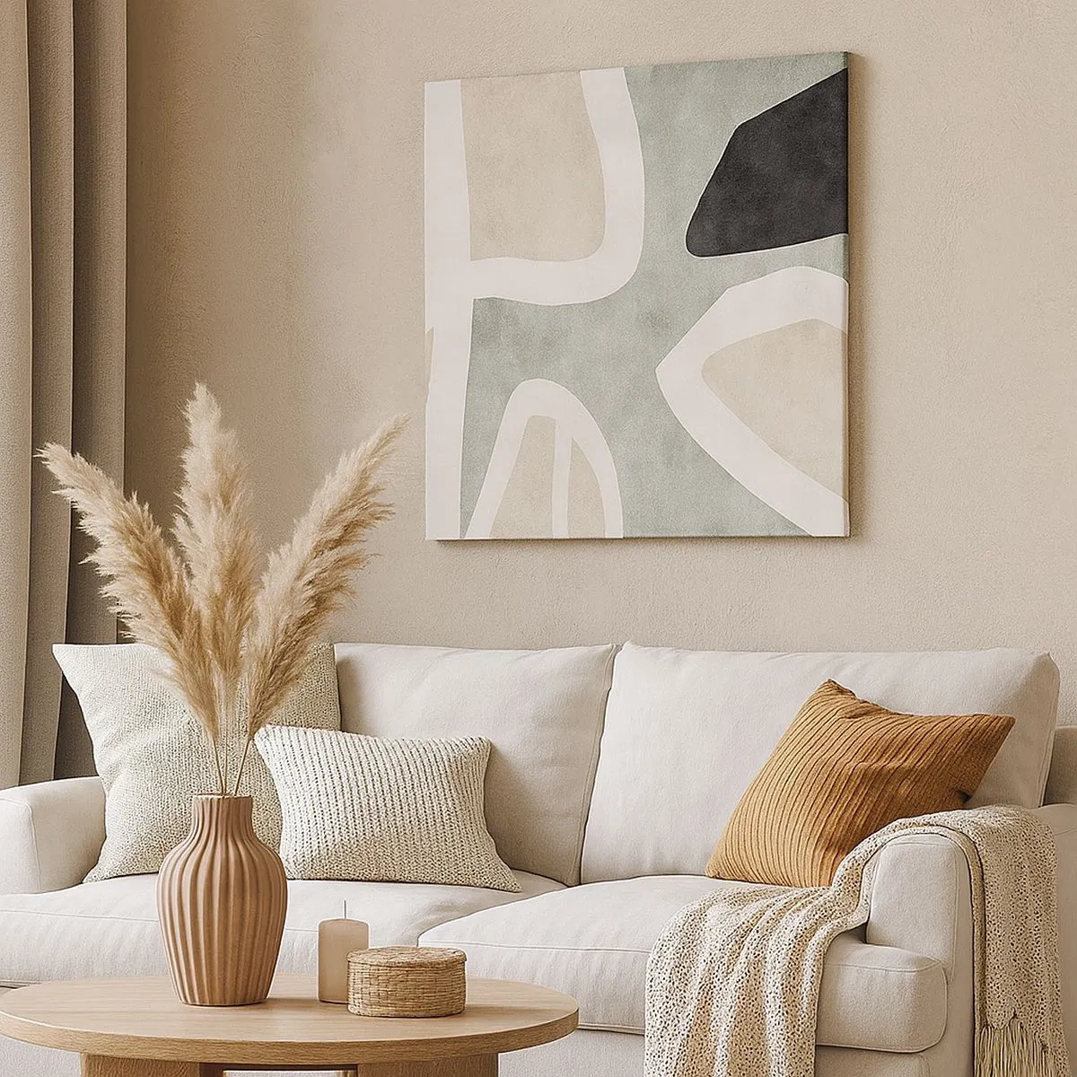 Obraz na plátně - Kompozice s černým motivem - 30x30 cm