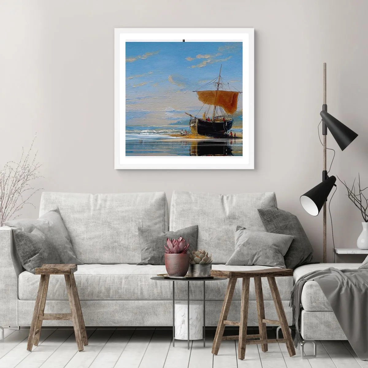 Plakát v bílém rámu - Voda, země, vzduch - 60x60 cm