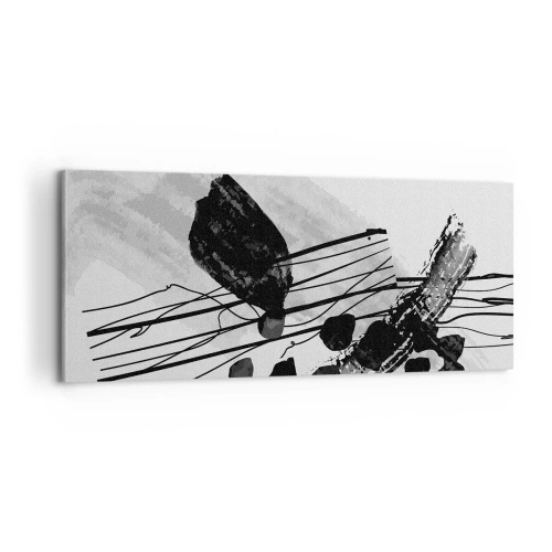 Obraz na plátně - Černobílá organická abstrakce - 100x40 cm