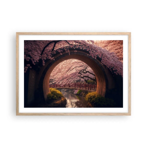 Plakát v rámu světlý dub - Japonské jaro - 70x50 cm