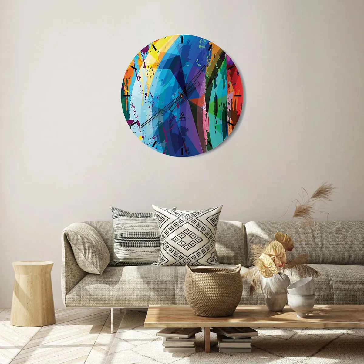Nástěnné hodiny - Abstraktní barevné vzory v intenzivních barvách - 30x30cm - Barevná závrať - Moderní nástěnná dekorace do obývacího pokoje, kuchyně a ložnice ARTTOR