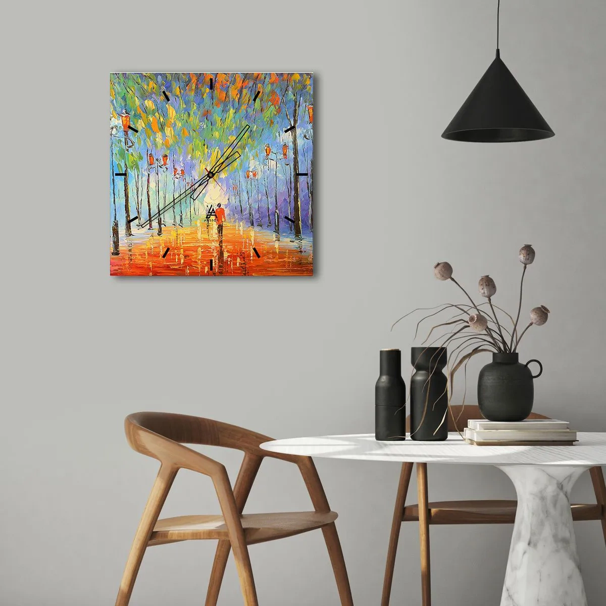 Nástěnné hodiny - Noční píseň deště - 40x40 cm