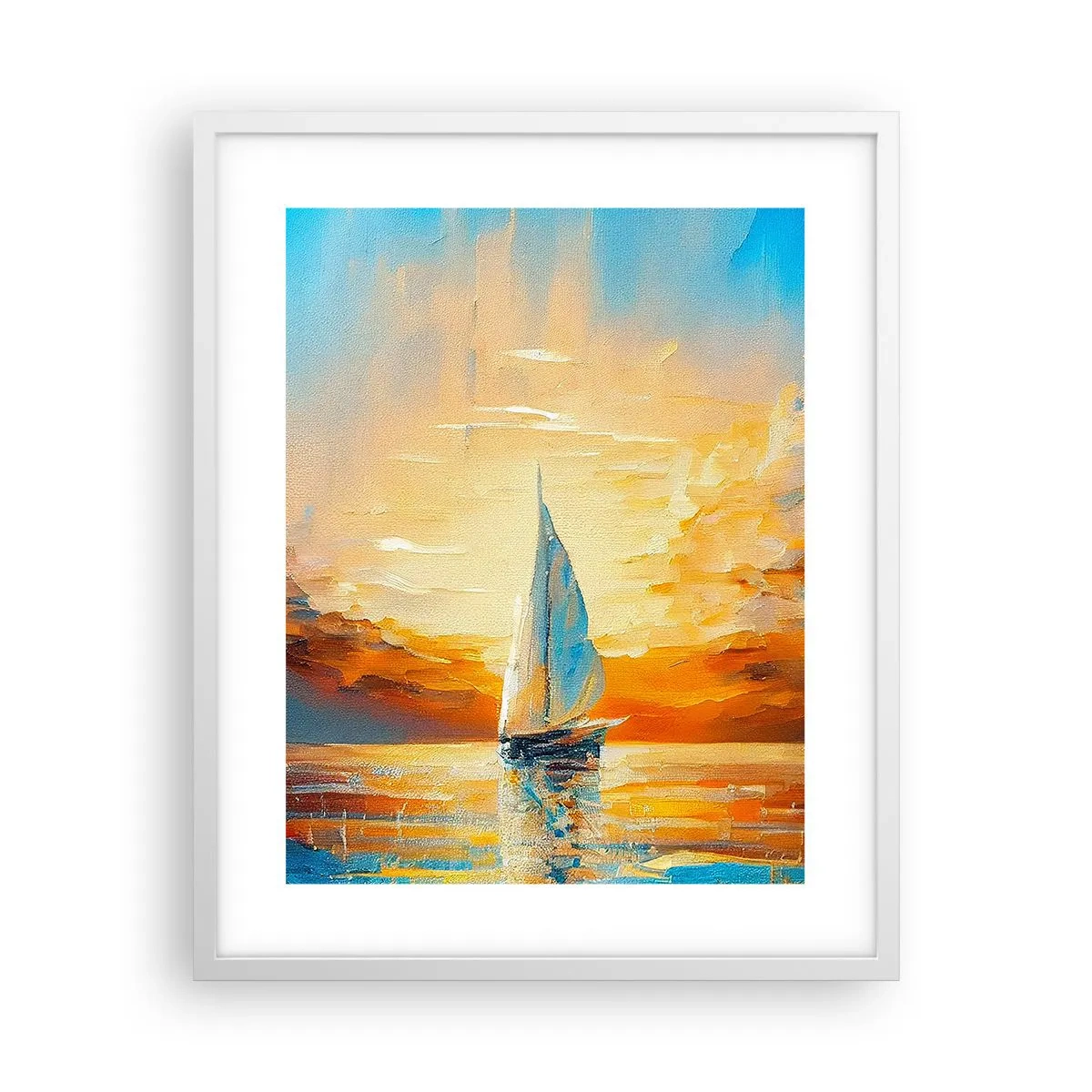 Plakát v bílém rámu - Plavba ve zlatě - 40x50 cm