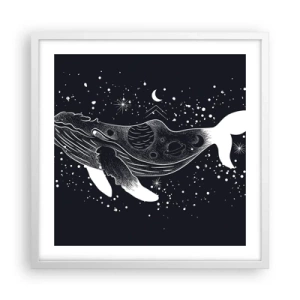 Plakát v bílém rámu - V oceánu vesmíru - 50x50 cm