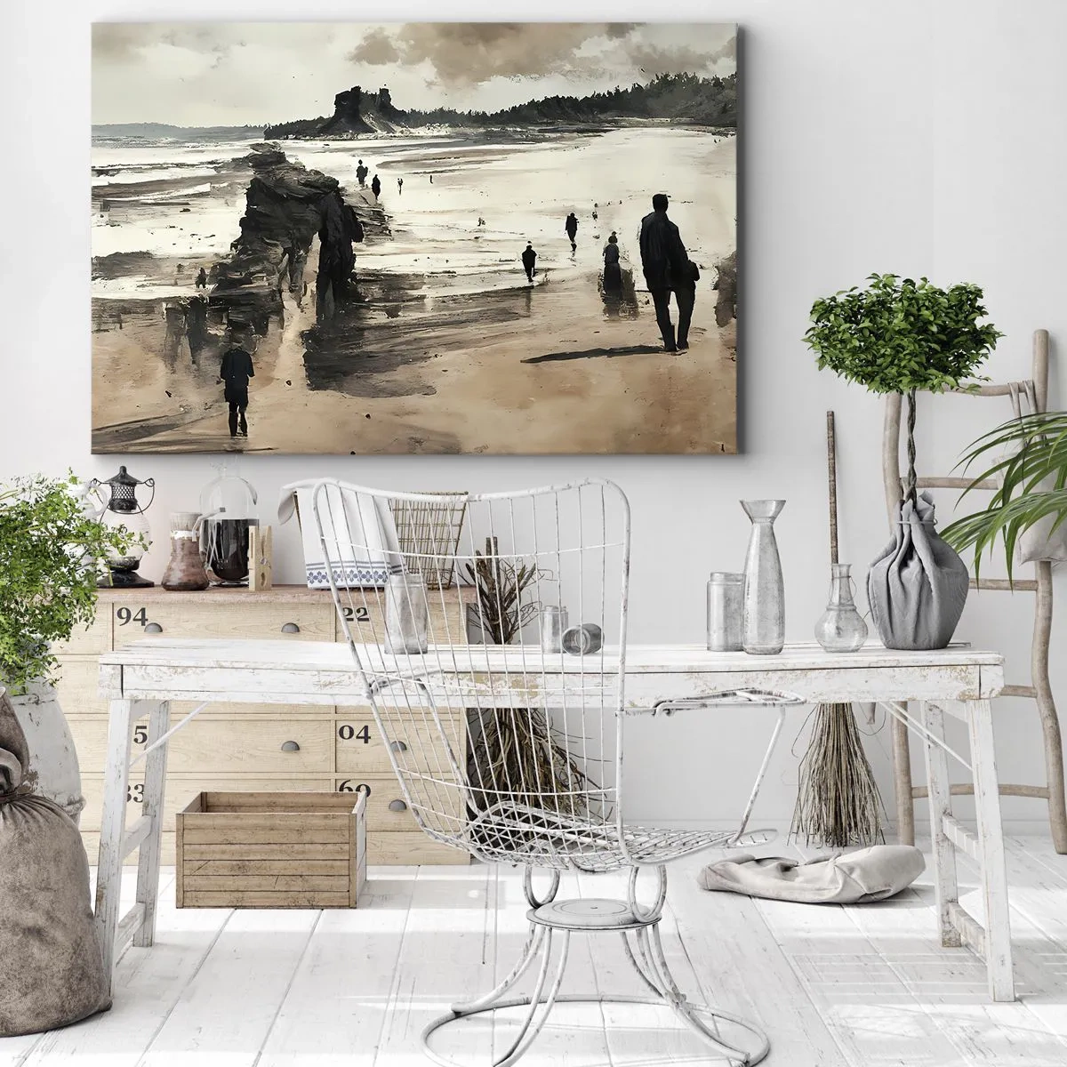 Obraz na plátně - Procházky po pláži v klidné krajině - 70x50cm - Vyvolaní - Moderní nástěnná dekorace do obývacího pokoje a ložnice ARTTOR