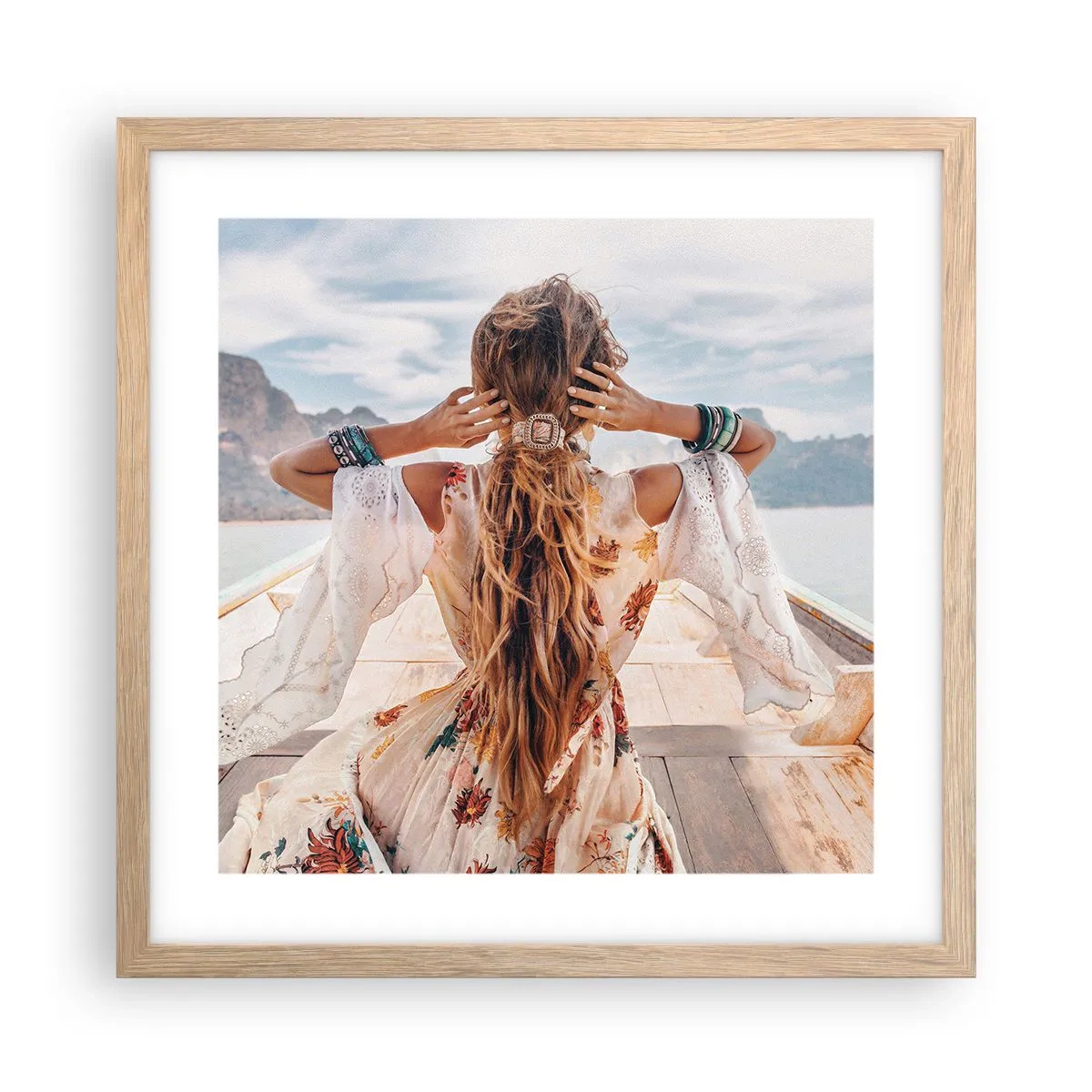 Plakát v rámu světlý dub - Na cestě ke štěstí - 40x40 cm