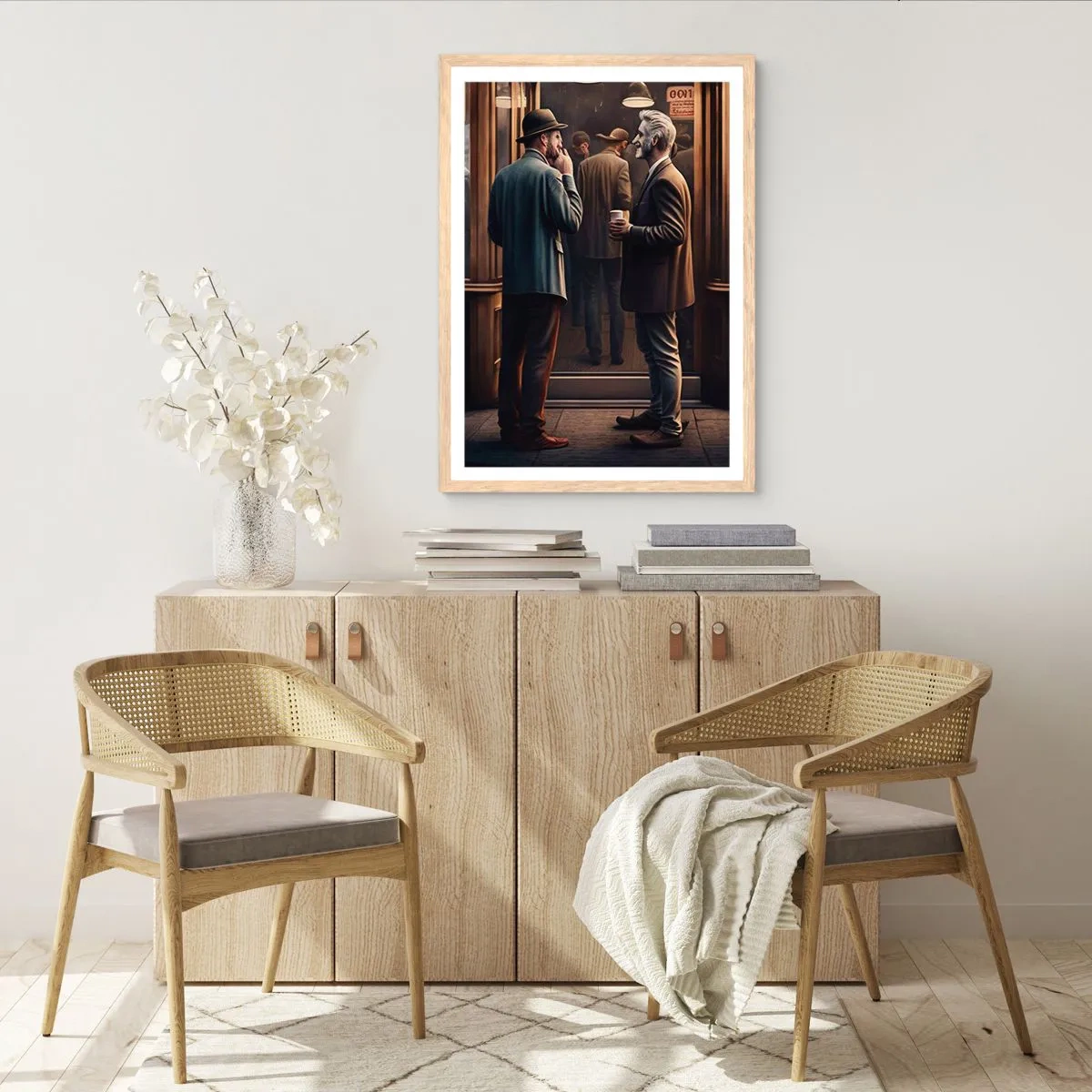 Plakát v rámu světlý dub - Dobrá chvíle dne - 61x91 cm