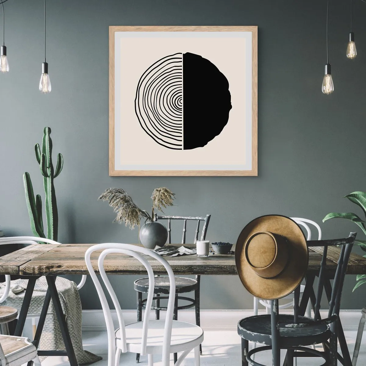Plakát v rámu světlý dub - Půl na půl - 60x60 cm