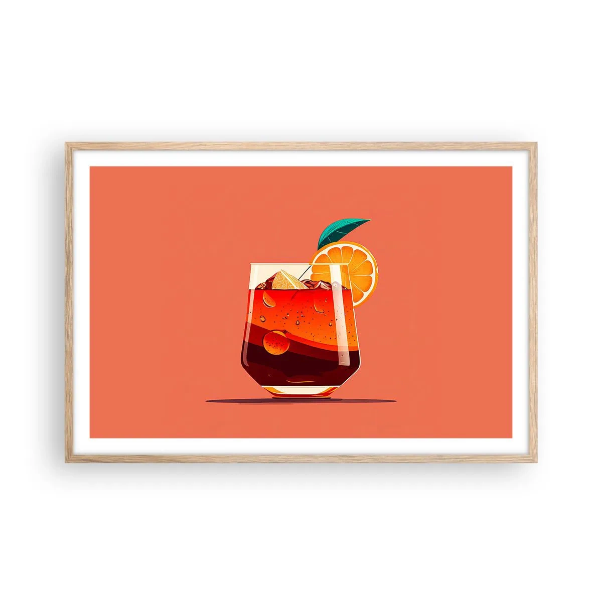 Plakát v rámu světlý dub - Letní osvěžení - 91x61 cm